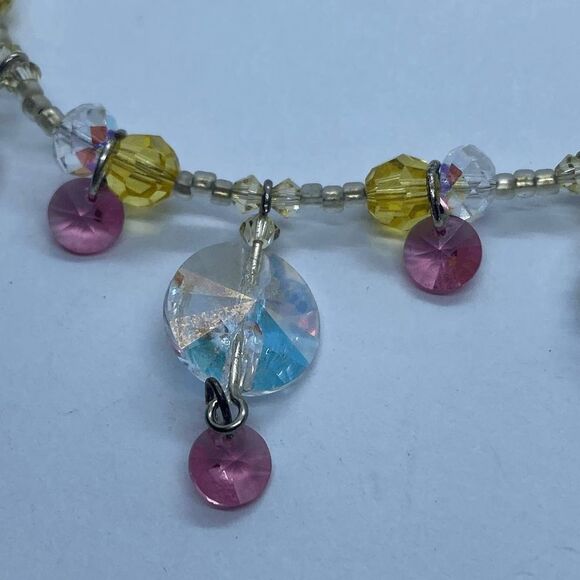 Elegant Crystal Beaded 18" Fringe Necklace w/ Sterling Silver Clasp - Picture 3 of 4